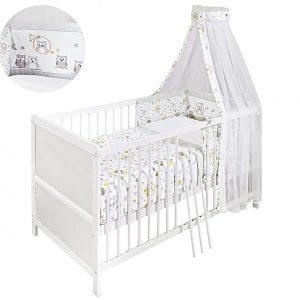 JEDYNAK Komplett-Bett Eule 140x70cm weiß